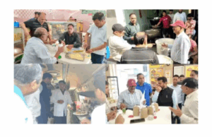 Food Safety Department officials inspecting sweets shops ahead of Diwali, collecting samples for testing — 5 out of 20 sweets samples found below standard.